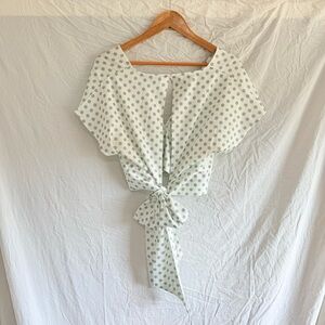 Lulus Dot Your Heart Sage Green Polka Dot Tie-Back Crop Top